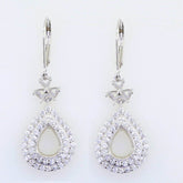 Sterling Silver Semi Mount Pendant Setting Pear PE 9x7mm Double Halo Topaz - Syzjewelry